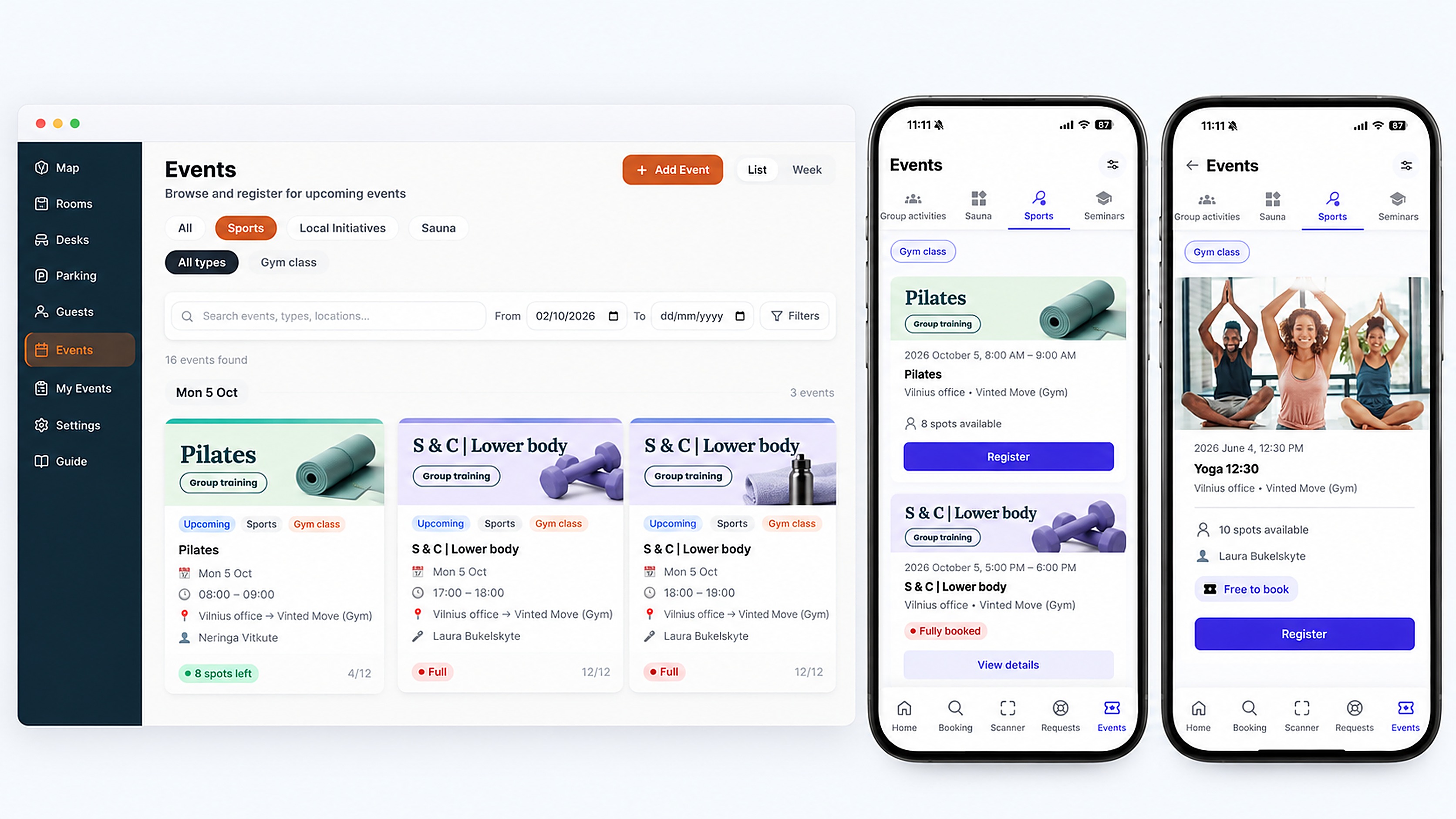 Events & Sports in the Flanco platform